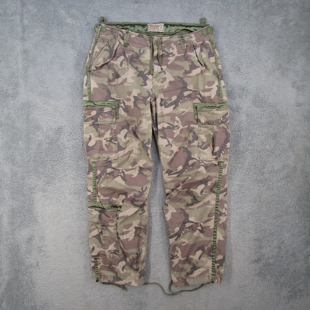 Abercrombie & Fitch Womens Camo Cargo Pants Size 16 Regular Green Camouflage 33